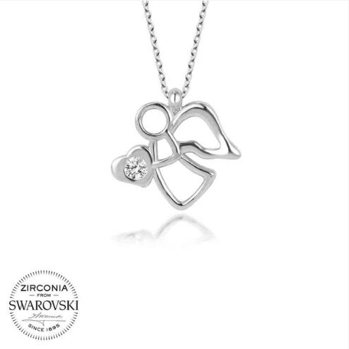 silver angel necklace Swarovski