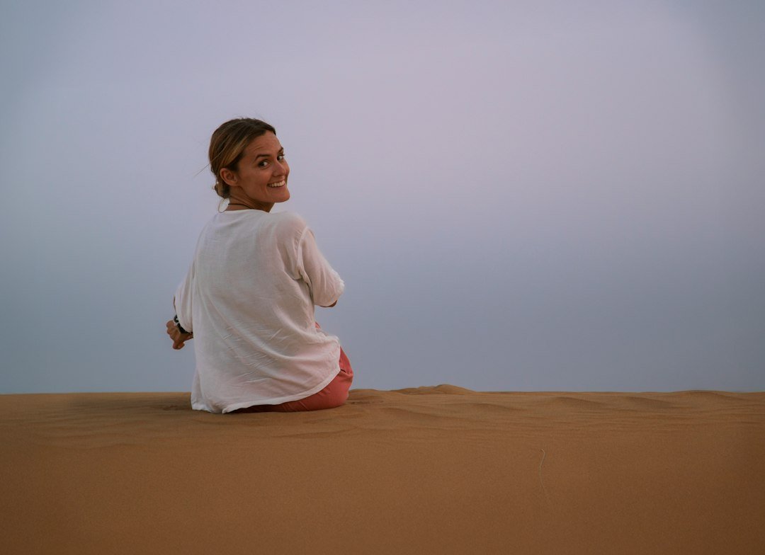 Woman in a desert landscape, representing Hagar in the Bible and the God who sees